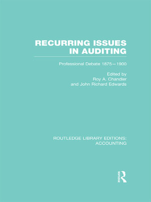 cover image of Recurring Issues in Auditing (RLE Accounting)